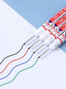 SHEIN 4pcs Long Headed Marker Pen Deep Hole Long Nib Head Markers 2cm/0.78in For Metal Perforating Pen Waterproof Bathroom Woodworking Decoration