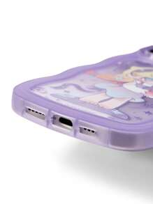 Pop Mart Azura X SHEIN 耐用时尚趣味卡通图案手机壳 - 印花保护套设计，兼容 - 紫色 - 查看 5