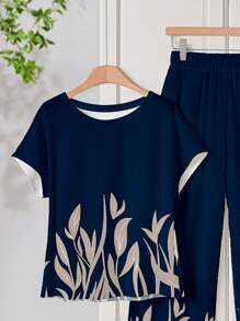 EMERY ROSE Bộ 2 áo và quần đùi in họa tiết hoa cho nữ cỡ lớn, vừa vặn, phù hợp cho mùa xuân và mùa hè - Nhiều màu - Xem 4