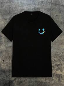 AXEPEAK Men Crew Neck Short Sleeve Graphic Tee, Colorful Summer Polyester Reflective T-Shirt, Streetwear Fashion, Couple Things