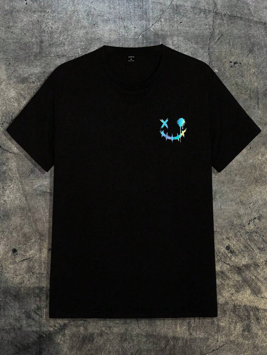 AXEPEAK Men Crew Neck Short Sleeve Graphic Tee, Colorful Summer Polyester Reflective T-Shirt, Streetwear Fashion, Couple Things