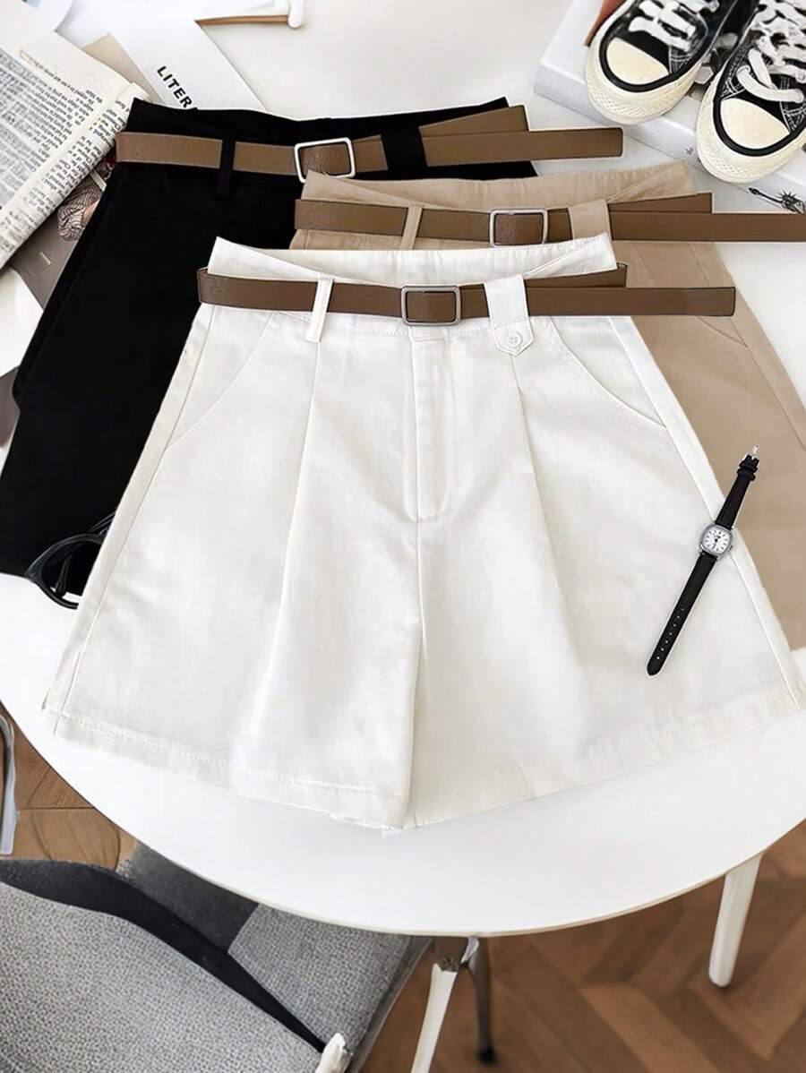 Franclia Women's Casual Versatile Shorts, Women's White Wide Leg Shorts Casual Shorts For Women Elegant Shorts