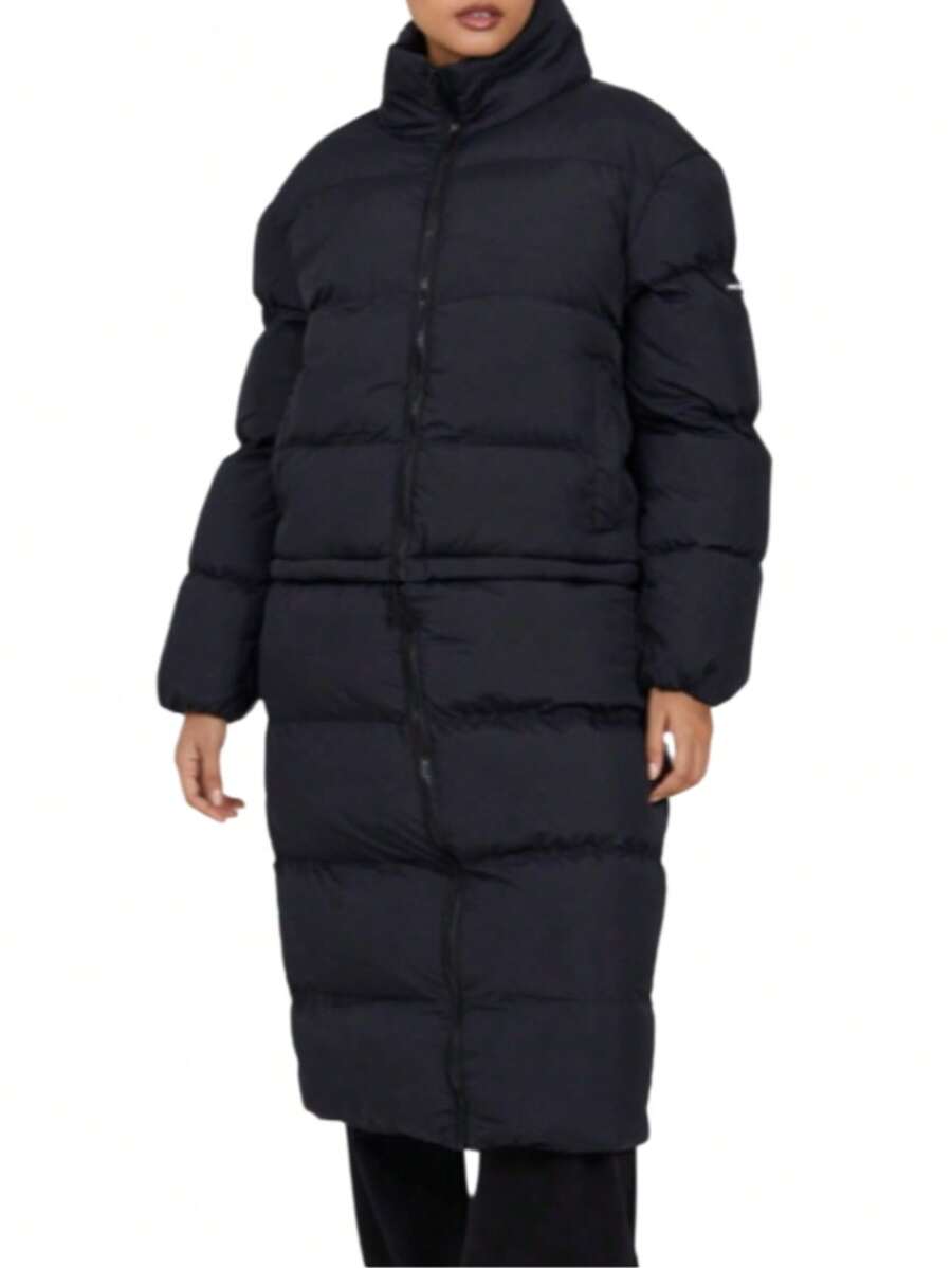 Good for Nothing Padded Two Way Convertable Coat - Black - View 1