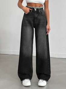 EURMUSE HIGH WAIST STRAIGHT VINTAGE BLUE JEAN - Light Grey - View 3