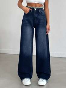 EURMUSE HIGH WAIST STRAIGHT VINTAGE BLUE JEAN - Dark Wash - View 3