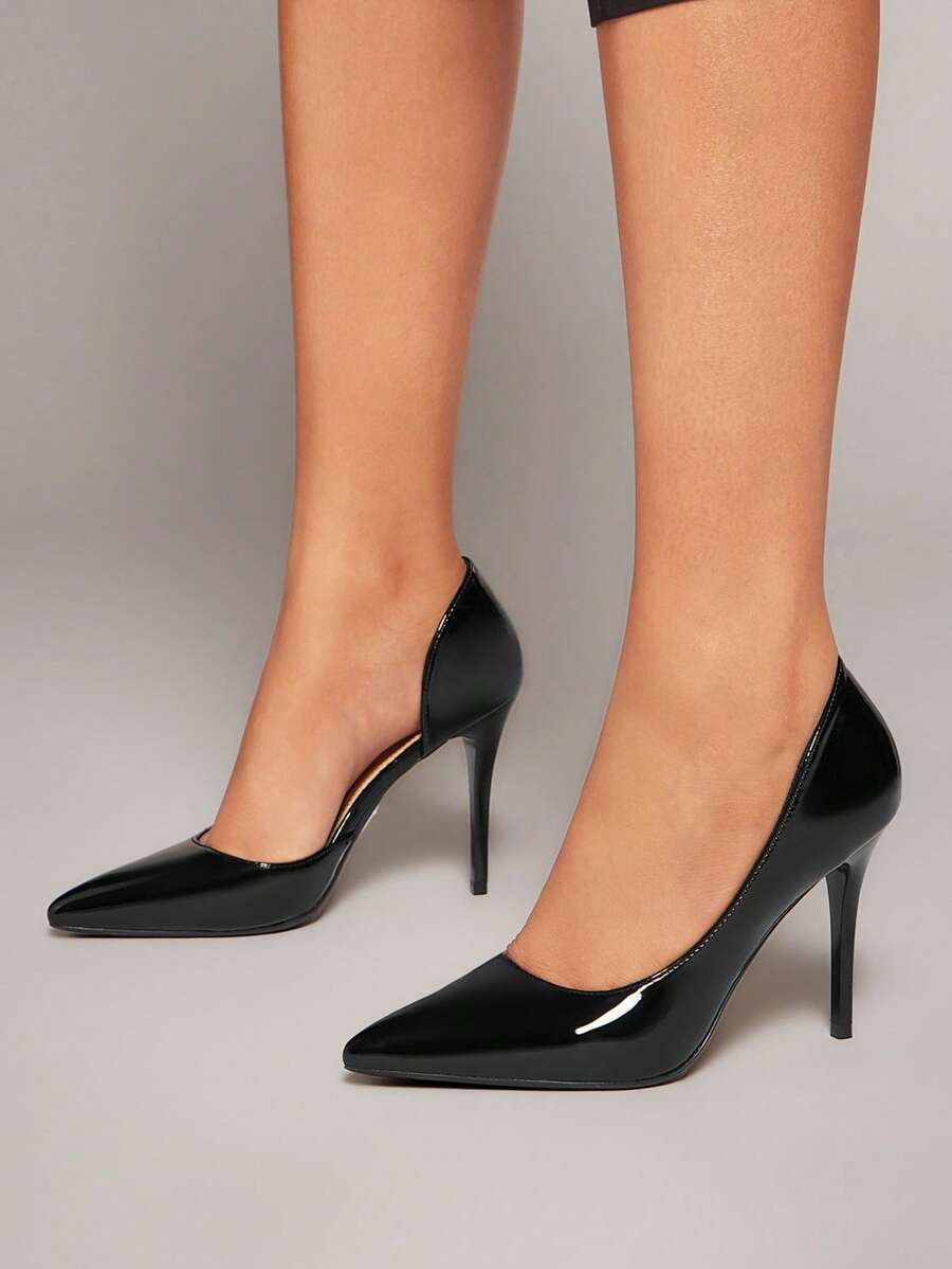 SHUZIA 尖头细高跟鞋，内开筒，女士办公室/工作鞋 - 黑色 - 查看 1