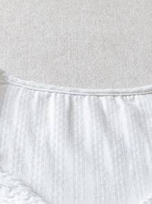 SHEIN LUNE Áo thun dệt kim họa tiết tay bồng màu trơn thường ngày cho nữ cỡ lớn - trắng - Xem 4