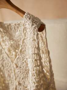 Elaquor 大码女式休闲节日纽扣针织背心 - 杏色 - 查看 3