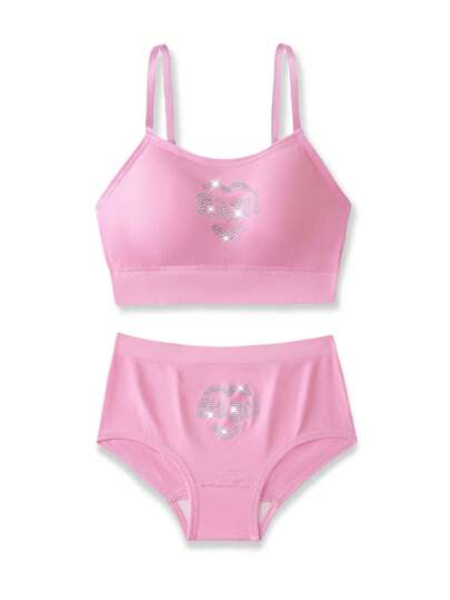 少女水钻吊带背心和内裤内衣套装