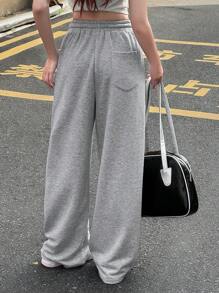 DAZY Pantalones de chándal informales con cordón y bolsillo, sueltos, para adolescentes, color gris, ropa de vuelta al cole