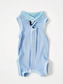 PETSIN Blue Simple Casual Style Summer Lightweight Breathable Comfortable Cat Clothing, Soft & Stretchy, For Post Neutering/Spaying Pet Special Garment - Multicolor - View 1