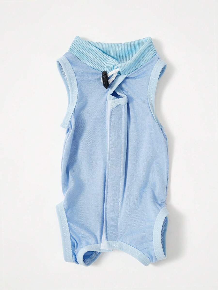 PETSIN Blue Simple Casual Style Summer Lightweight Breathable Comfortable Cat Clothing, Soft & Stretchy, For Post Neutering/Spaying Pet Special Garment - Multicolor - View 1
