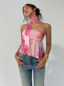 Aloruh Women's Leopard Print Backless Sexy Y2K Music Festival Crop Top,Graduation,Back To School - Multicolor - View 3