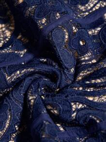 ZEYLAH Elegant Lace Front Button Short Sleeve Business Shirt, Summer - Navy Blue - View 8