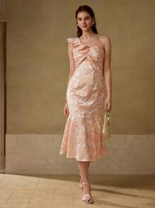 MOTF PREMIUM EMBROIDERY MERMAID HEM DRESS - Orange - View 4