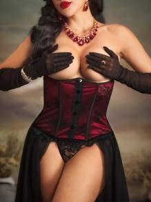 PinupPomp 1 件女士花卉蕾丝腰带 - 黑色 - 查看 1