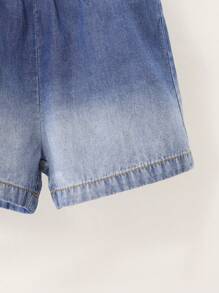 Tenue décontractée pour tout-petits garçons, 2 pièces : chemise en denim lavé doux et short assortis. Style mode mode de rue ample pour les vacances d'été