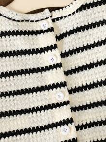 SHEIN Young Girls Casual Round Neck Stripe Jumpsuit, New Spring/Summer Collection
