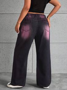 SHEIN ICON Quần Jeans Ống Rộng Túi Rộng Cho Nữ Cỡ Lớn Thường Ngày Đa Năng - màu đen - Xem 2