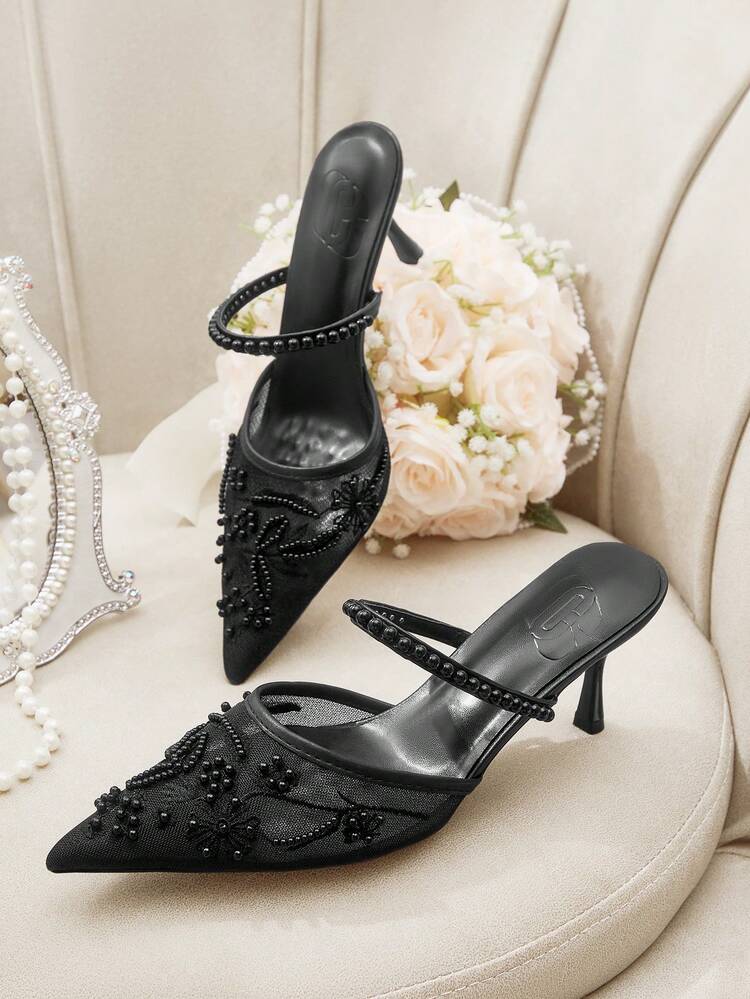 CUCCOO HITCHD Women's Pointed Toe Mid-Heel Pumps For Party For Christmas Elegant Shoes Wedding Shoes Summer Shoes Bride Shoes