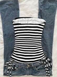 Attitoon Top con bandeau con cordón y fruncidos para mujer