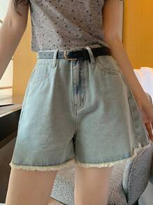 DAZY Shorts di jeans casual con frange, da donna per l'estate