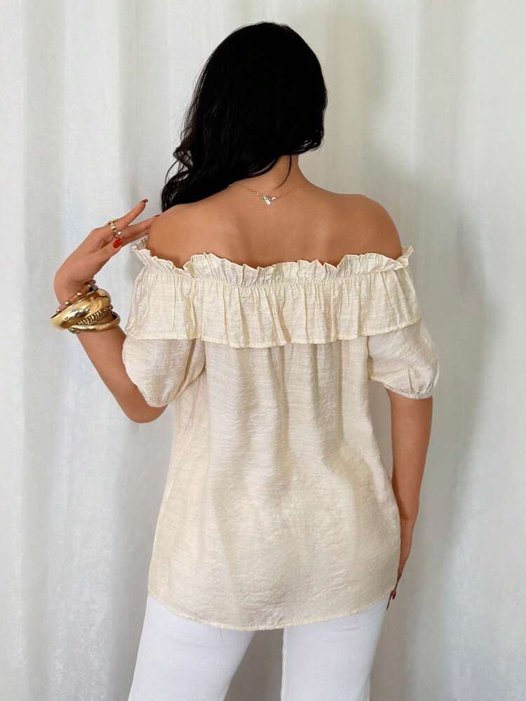 New Arrival Summer Bohemian Style Party & Beach Wear Women Blouse Linen Off Shoulder Top