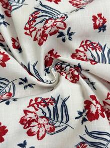 Florisole Váy không tay họa tiết hoa phong cách Bohemian dành cho nữ, có chi tiết cài nút tinh xảo, phù hợp cho kỳ nghỉ hè - Đỏ - Xem 6