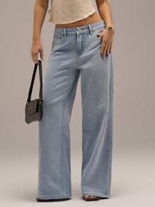 Forever 21 Damskie letnie, luźne, luźne, swobodne, haftowane gwiazdy, jeansy z niskim stanem i lekkim spranym denim