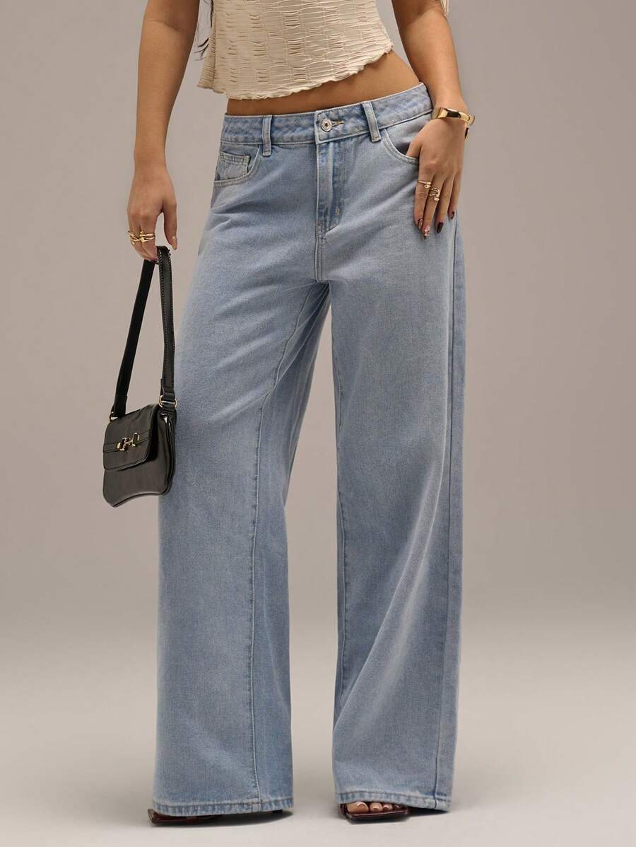 Forever 21 Damskie letnie, luźne, luźne, swobodne, haftowane gwiazdy, jeansy z niskim stanem i lekkim spranym denim