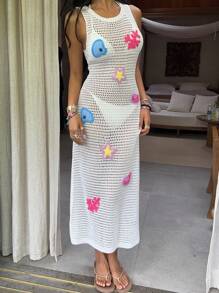 Sunnyshic Fun Ocean Cutout Knit Dress - White - View 6