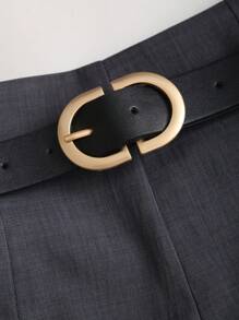 Sweetra High-Waist Wide Leg French Retro Chic Suit Shorts - Navy Blue - View 3