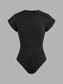 2pcs/Set Tween Girl Fitted Casual Simple Comfortable Stand Collar Short Sleeve Buy One Get One Free Jumpsuit