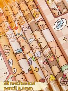 SHEIN 1pc/3pcs/6pcs/12pcs Capybara Erase Push-Button Automatic Pencil, (6pcs Box) Color Style Random, High-Quality Creative Student Stationery Pen, Cute Erase Automatic Pencil, 0.5mm Student 2B Pencil, No To Sharpen The Core, Replaceable Core Push-Button Automatic Core, Smooth Writing, Built-In Eraser, Suitable For Adult And Student Creation, Family Drawing, Christmas Card Coloring,Office Signature Supplies, Giftery For Family, Friends, Colleagues, Boys, Girls, School Supplies
