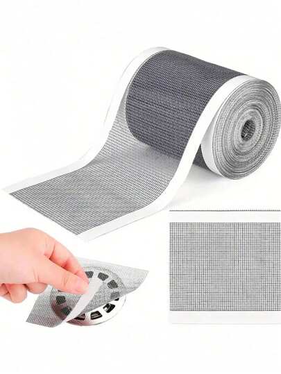 1 pieza 10*500cm/7*500cm/12*500cm Cubierta de drenaje autoadhesiva de malla para cocina, baño y ducha, filtro de fregadero de malla desechable, atrapa cabello, fácil de cortar