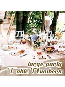 SHEIN 1 Set (10 Piezas) Señal de número de mesa para decoración de boda y fiesta, soporte de memo de madera para decoración de mesa de boda, fiesta de cumpleaños y evento, suministros de decoración de mesa, placa de número de mesa hexagonal hueca, cartel de número de mesa para bar, cafetería y boda