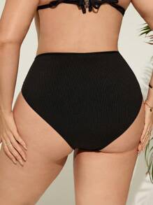 Swim Basics Plus Size Solid Color Ruched High Waist Swimsuit Bottom For Summer Beach Vacation