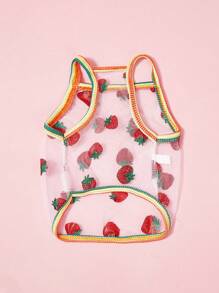 PETSIN Dopamine Print Strawberry Design, Lightweight & Breathable Summer Pet Harness Top, Dog/Cat Vest - Multicolor - View 2