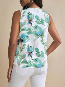 Shutterstock Glamance Women's Elegant V-Neck Sleeveless All-Over Floral Print Casual Tank Top For Summer