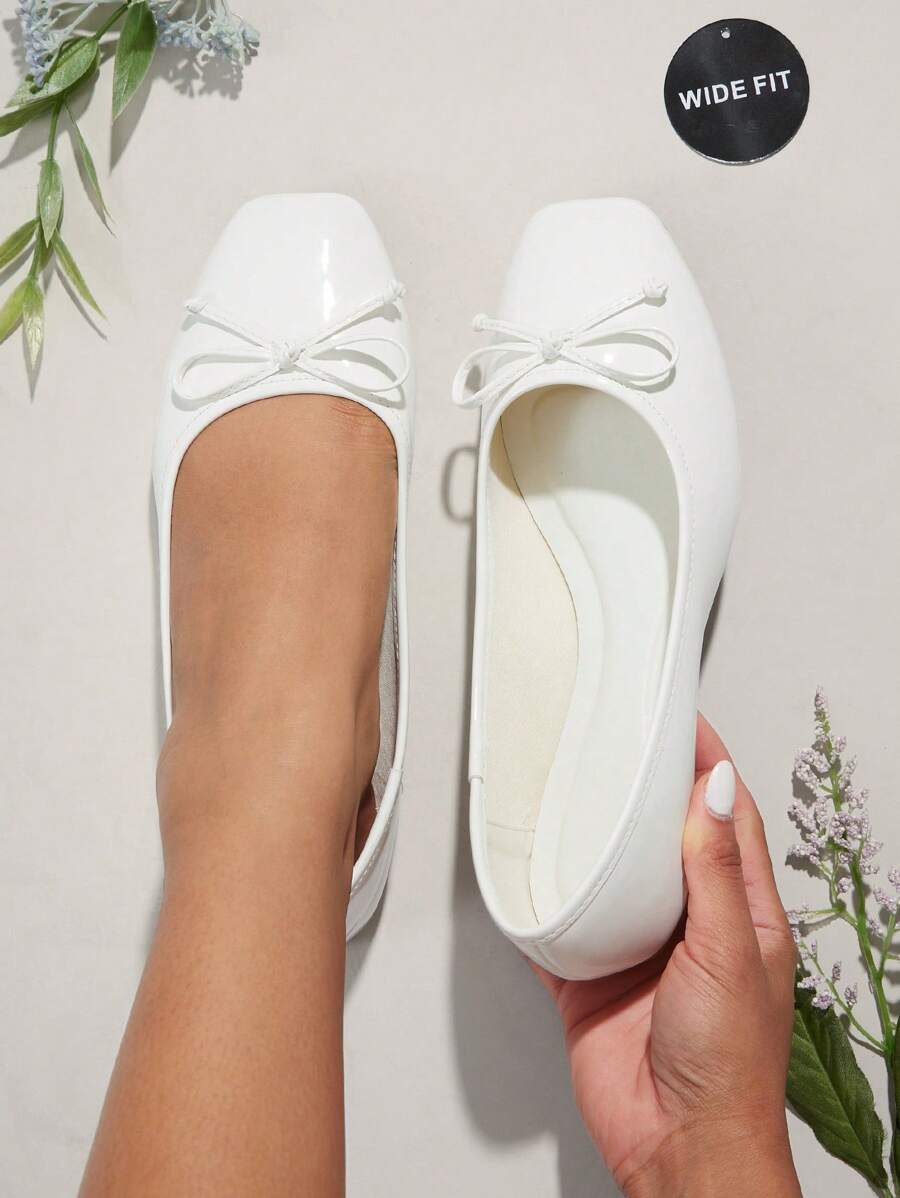 SHUZIA Women's Wide-Fit Slip-On Round Toe Minimalist Ballet Flats – Comfortable, Versatile & Classic Essential For Christmas - White - View 1