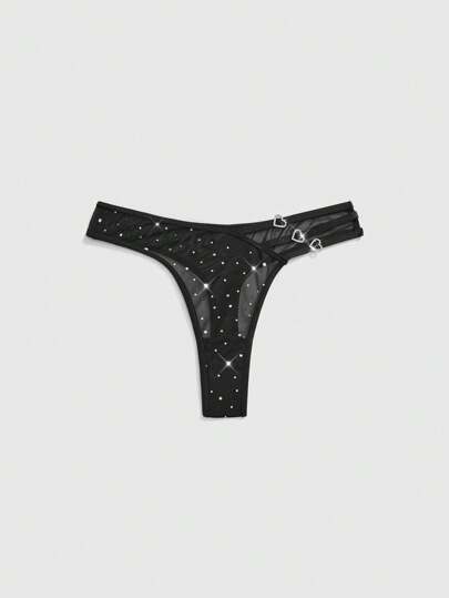 J-Fashion Y2K Rhinestone Heart Narrow Women's Thong Panties