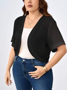 Chikora Plus Size Solid Color Minimalist Daily Summer Jacket,Business Casual Woman