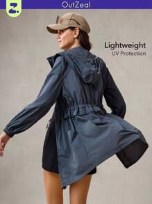 OutZeal Veste de protection solaire légère et rafraîchissante avec capuche, protection UPF50+ pour femmes, avec cordon de serrage à la taille