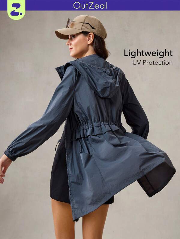 OutZeal Veste de protection solaire légère et rafraîchissante avec capuche, protection UPF50+ pour femmes, avec cordon de serrage à la taille