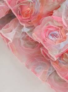 Baby Girl Spring&Summer Elegant Style Flower A-Shape Princess Pleated Dress - Pink - View 6