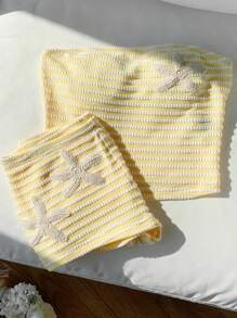 Comfortcana 全新夏季奶油黄沙滩度假装 度假针织抹胸短款背心和短裤套装 两件套夏季套装 两件套夏季 夏季两件套 两件套夏季套装 - 黃色 - 查看 3