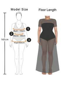 Rometta 大码女式V领长袖花卉图案优雅连衣裙 - 藍白色 - 查看 3