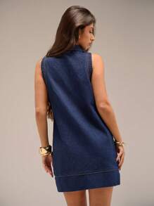 SHEIN Forever 21 夏季女士浪漫/舞会/正式/生日/90 年代服装/商务休闲女士/优雅/西部装/外出/时尚/休闲/Y2K 服装/俱乐部/办公室/鸡尾酒会/复古/紧身/狂欢服装节日/有趣/优雅/老钱/街头服饰/度假服装/乡村音乐会服装/工作服/端庄/春假/单身女郎服装/音乐会/坏人/基本款/毕业/ A 字/女牛仔服装/蓝色水洗/无袖/蝴蝶结/牛仔迷你连衣裙 - 藍色 - 查看 2