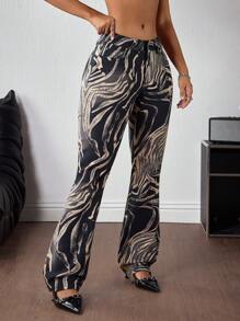SHEIN ICON 女式撞色修身夏季时尚喇叭牛仔裤 - 彩色 - 查看 5