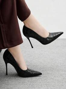 CUCCOO BIZCHIC 女士纯色尖头时尚简约高跟鞋 - 黑色 - 查看 4